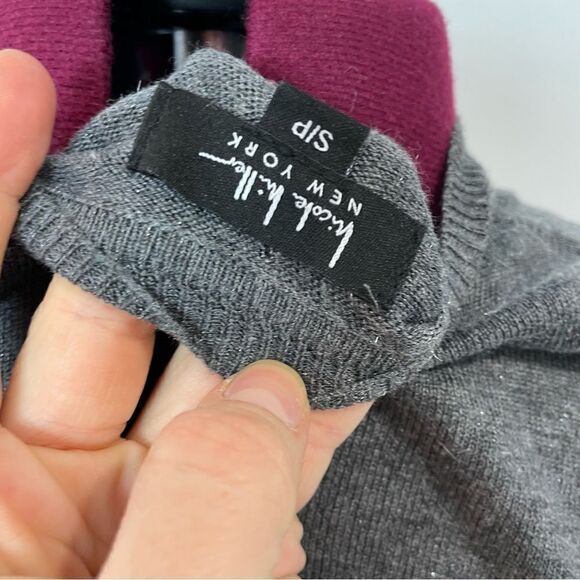 Nicole Miller Gray Button Up Cardigan with Lurex Silver Threads - Picture 6 of 12